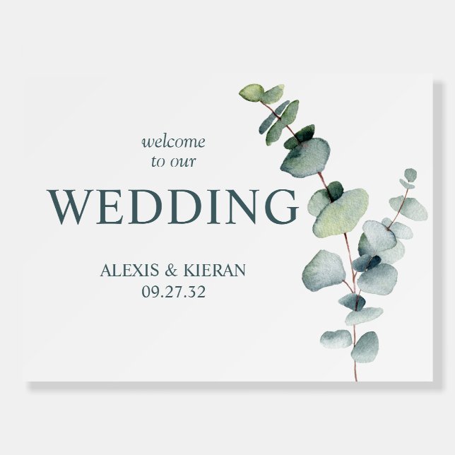 Simple Modern Minimal Eucalyptus Branch Welcome Foam Board (Front)