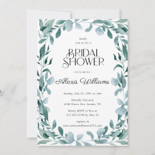 Simple Modern Minimal Eucalyptus Bridal Shower Invitation