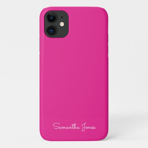 Simple Modern Minimal Fuschia Pink iPhone 11 Case