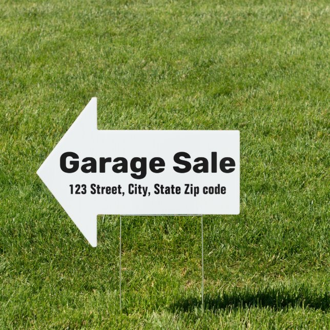 Simple Modern Minimal Garage Sale Custom Address Sign (Insitu)