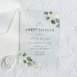 Simple Modern Minimal Green Leaf Sweet 16 Party Acrylic Invitations<br><div class="desc">Simple Modern Minimal Green Leaf Sweet 16 Party Acrylic Invitations 

See matching collection in our Niche and Nest Store</div>