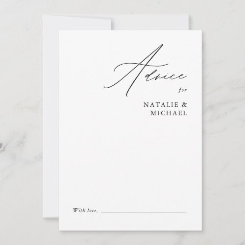 Simple Modern Minimal Handwriting Script Wedding Advice Card