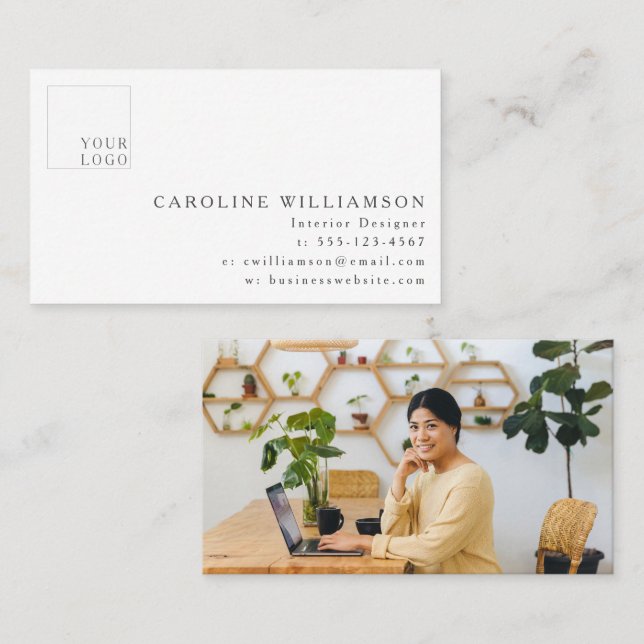 Simple Modern Minimal Interior Designer Logo Business Card (Front/Back)