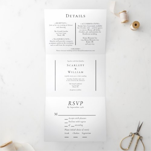 Simple Modern Minimal Menu RSVP Wedding All In One