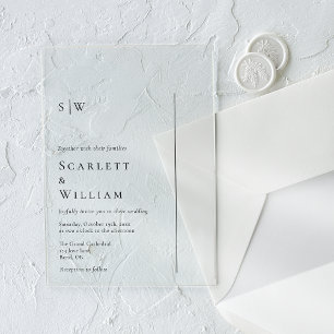 Simple Modern Minimal Monogram Wedding Acrylic Invitations