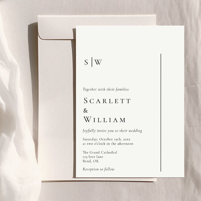 Simple Modern Minimal Monogram Wedding Invitation (Creator Uploaded)