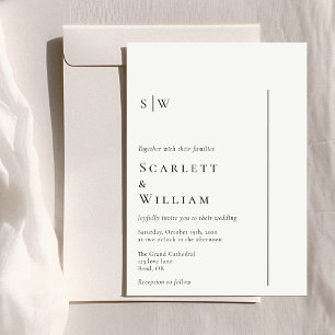 Simple Modern Minimal Monogram Wedding Invitation