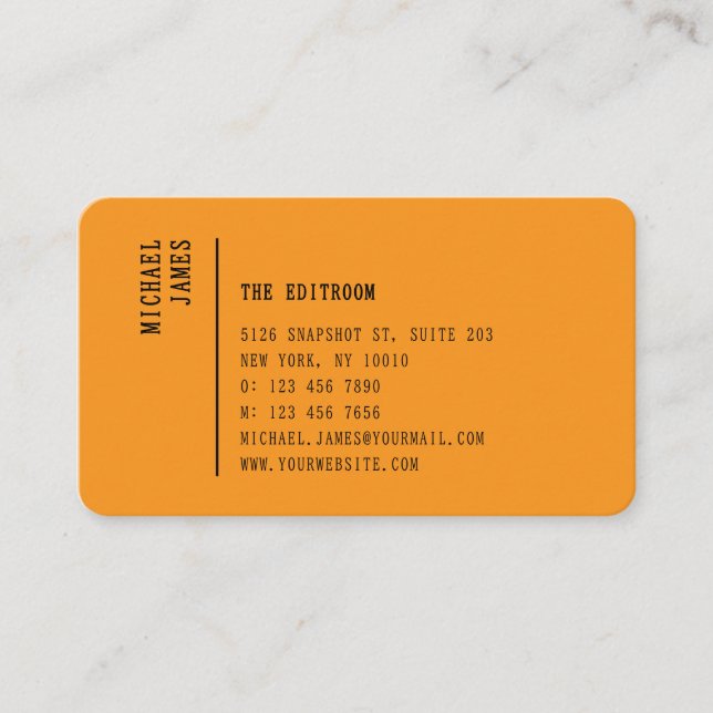 Simple Modern Minimal Orange QR Code Business Card (Front)
