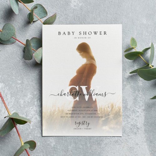 Simple Modern Minimal Photo Baby Shower Invitation