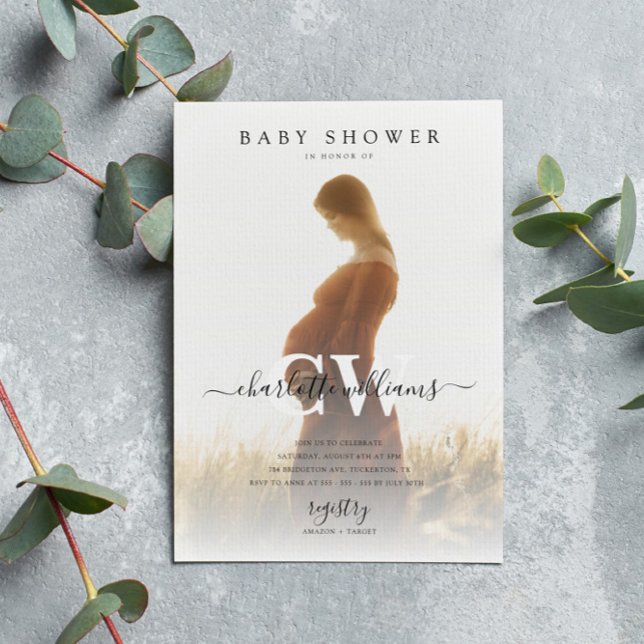 Simple Modern Minimal Photo Baby Shower Invitation (Creator Uploaded)