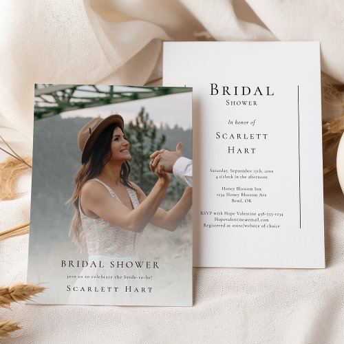 Simple Modern Minimal Photo Bridal Shower Invitation