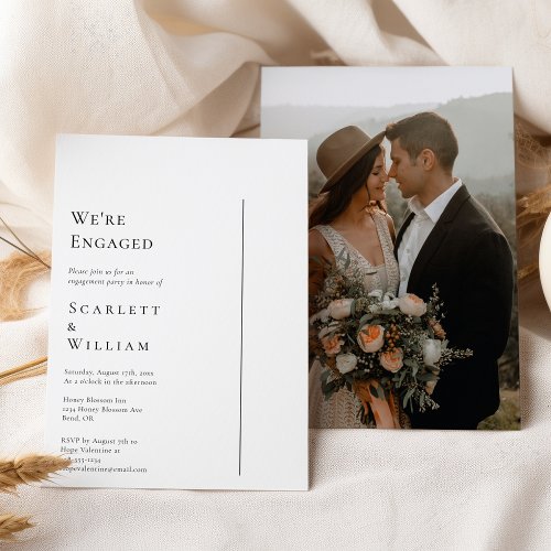 Simple Modern Minimal Photo Were Engaged Invitation