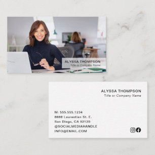 Simple Modern Minimal Professional Custom Photo Business Card