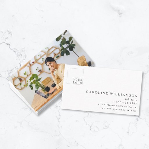 Customizable Simple Modern Minimal Professional Logo Photo  Business Card
