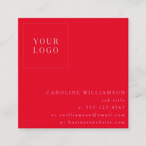 Simple Modern Minimal Professional Logo Red Pink Square Business Card