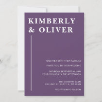 Simple Modern Minimal Purple Wedding Invitation