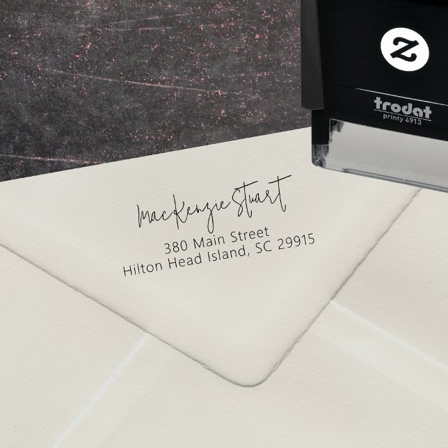 Simple Modern Minimal Return Address Script Self-inking Stamp (Creator Uploaded)