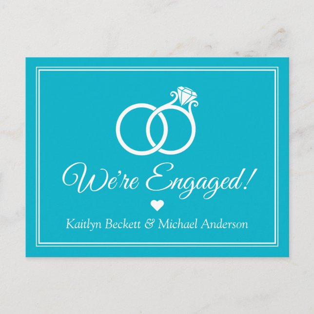 Simple Modern Minimal Ring Engagement Announcement Postcard (Front)