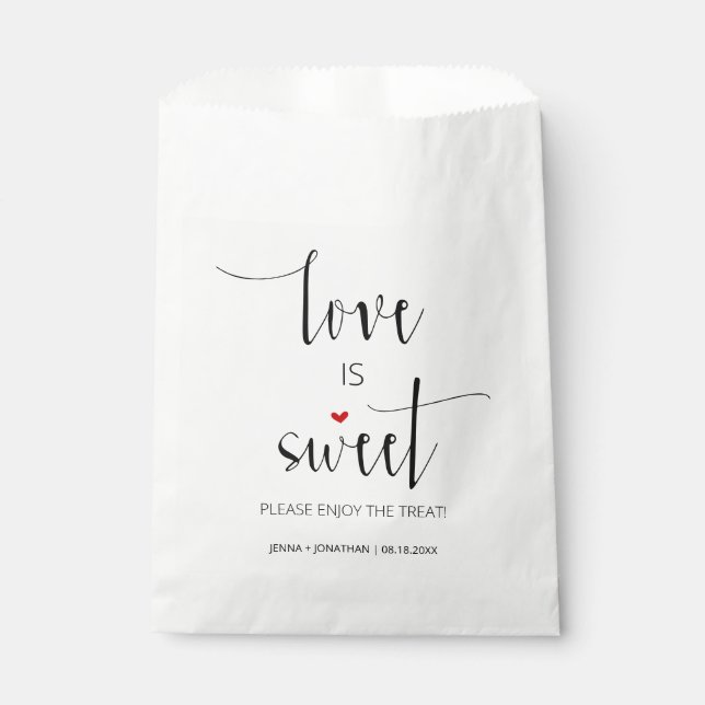 Simple Modern Minimal Script Love is Sweet Wedding Favor Bag (Front)