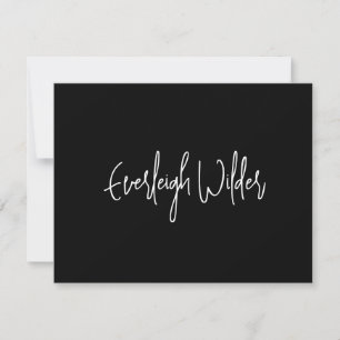 Simple Modern Minimal Script Typography Black Note Card