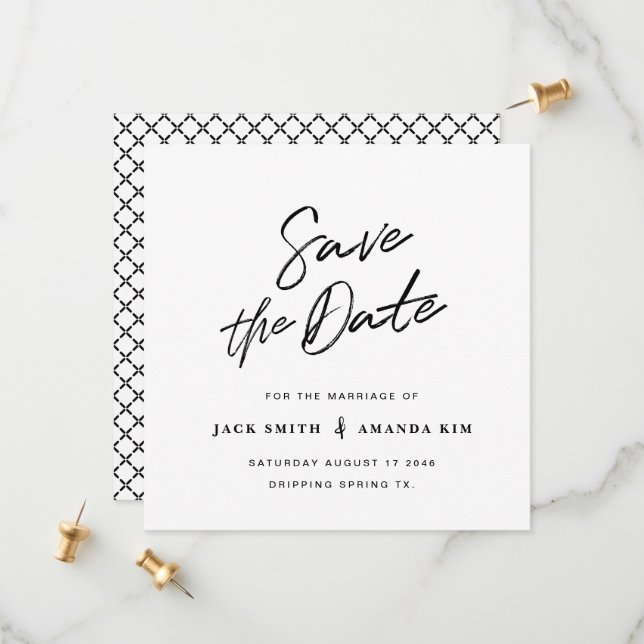 Simple Modern minimal Script Wedding save the date (Front/Back In Situ)