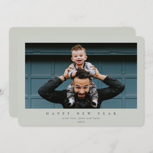 Simple Modern Minimal Single Photo Happy New Year Holiday Card