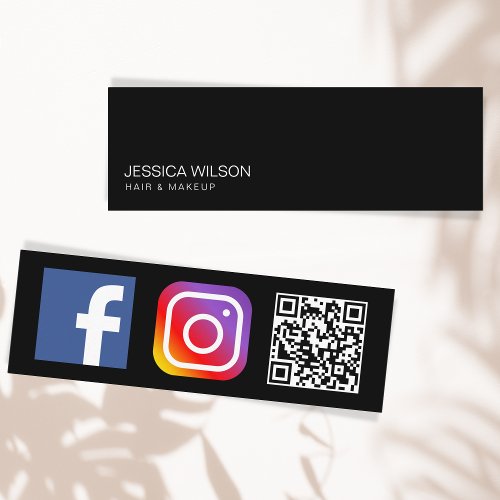 Simple Modern Minimal Social Media QR Code Mini Business Card