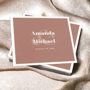 Simple Modern Minimal Terracotta Wedding Napkins