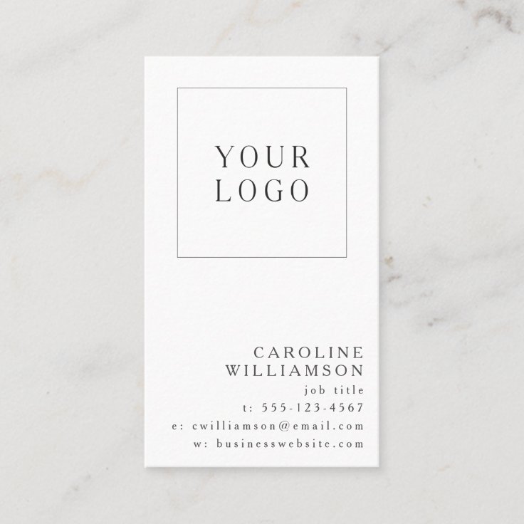 Simple Modern Minimal Vertical Logo QR Code Business Card | Zazzle