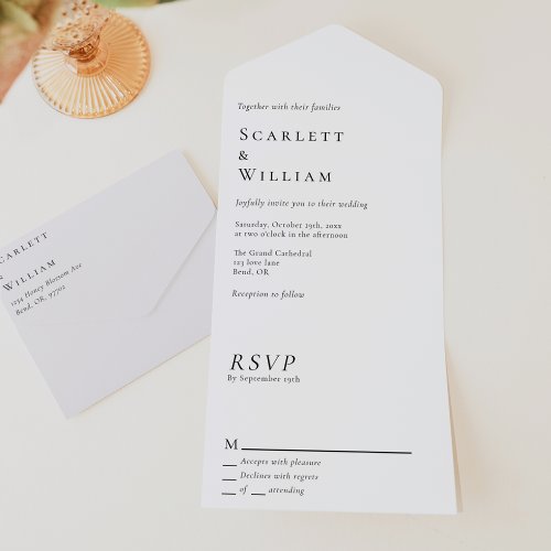 Simple Modern Minimal Wedding All In One Invitation