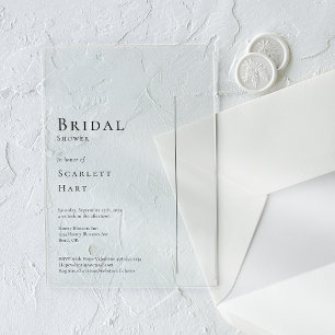 Simple Modern Minimal Wedding Bridal Shower Acrylic Invitations