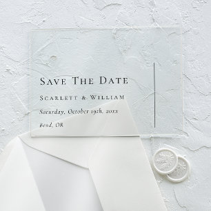 Simple Modern Minimal Wedding Flat Save the Date Acrylic Invitations