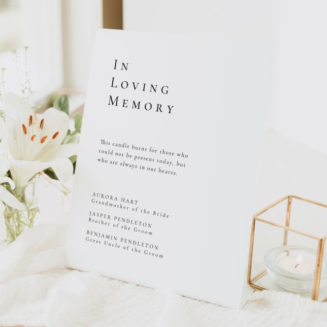 Simple Modern Minimal Wedding Memorial Pedestal Sign (Creator Uploaded)