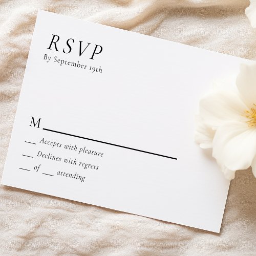 Simple Modern Minimal Wedding RSVP Response Card