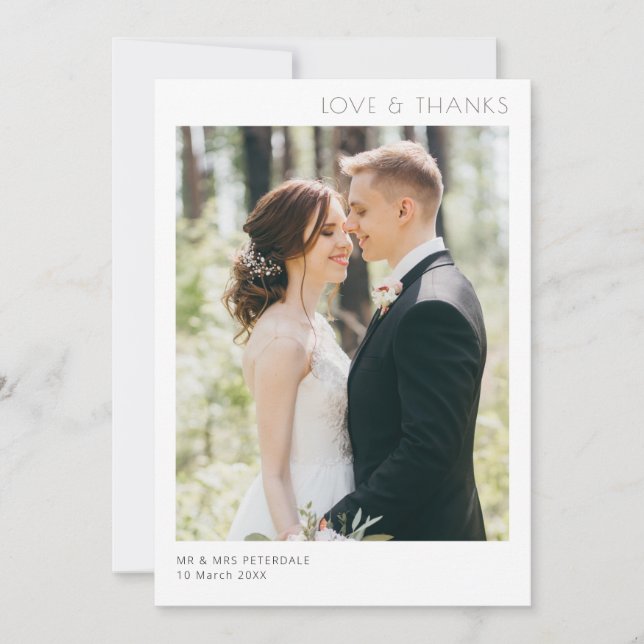 Simple modern minimal wedding thank you card (Front)