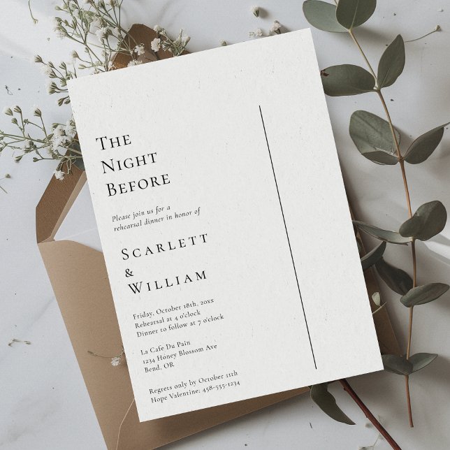 Simple Modern Minimal Wedding The Night Before Invitation (Creator Uploaded)