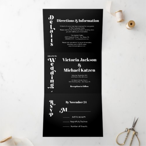 Simple Modern Minimal Wedding Tri_Fold Invitation