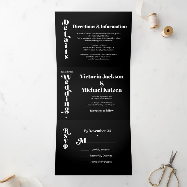 Simple Modern Minimal Wedding Tri-Fold Invitation (Inside)