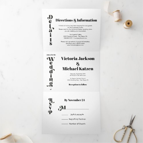 Simple Modern Minimal Wedding Tri_Fold Invitation