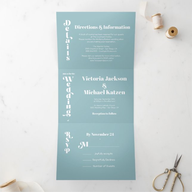 Simple Modern Minimal Wedding Tri-Fold Invitation (Inside)