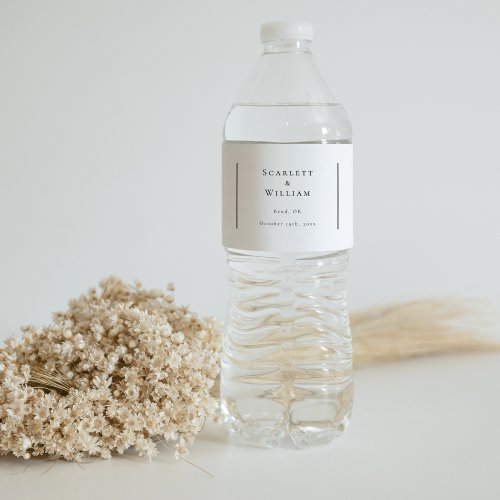 Simple Modern Minimal Wedding Water Bottle Label