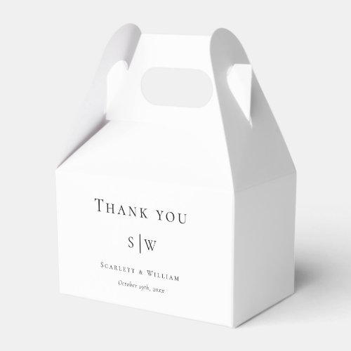 Simple Modern Minimal White Wedding Gable Favor Boxes