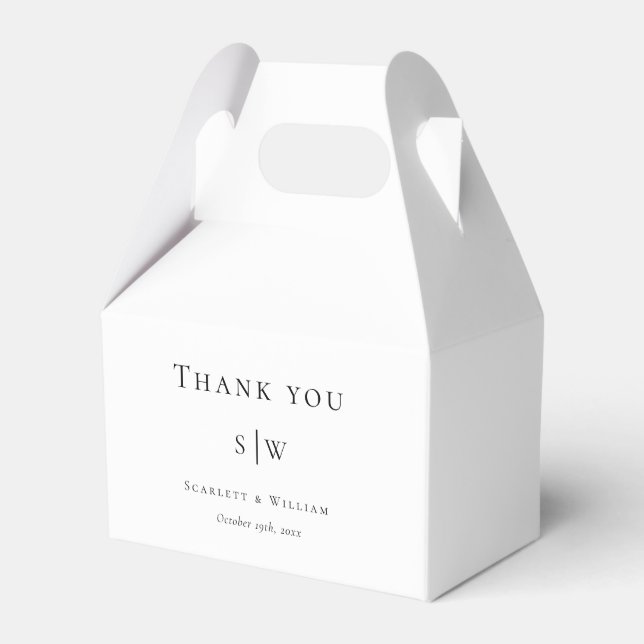 Simple Modern Minimal White Wedding Gable Favor Boxes (Front Side)