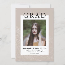 Simple Modern Minimalist  2 Photo Graduation  Invitation