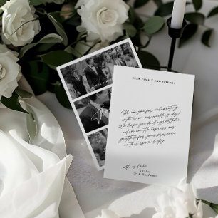 Simple Modern Minimalist 3 Photo Wedding Thank You Card