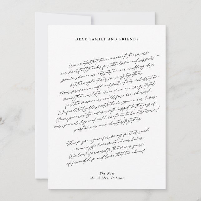 Simple Modern Minimalist 3 Photo Wedding  Thank You Card (Back)