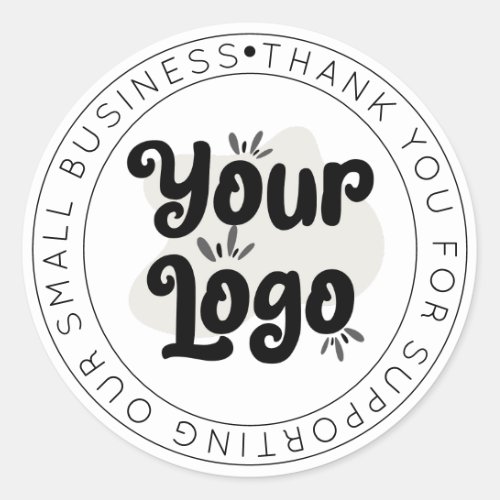 Simple Modern Minimalist Add Your Logo Thank You Classic Round Sticker