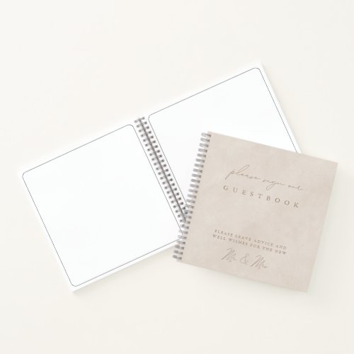 Simple Modern Minimalist Beige Wedding Guest Book