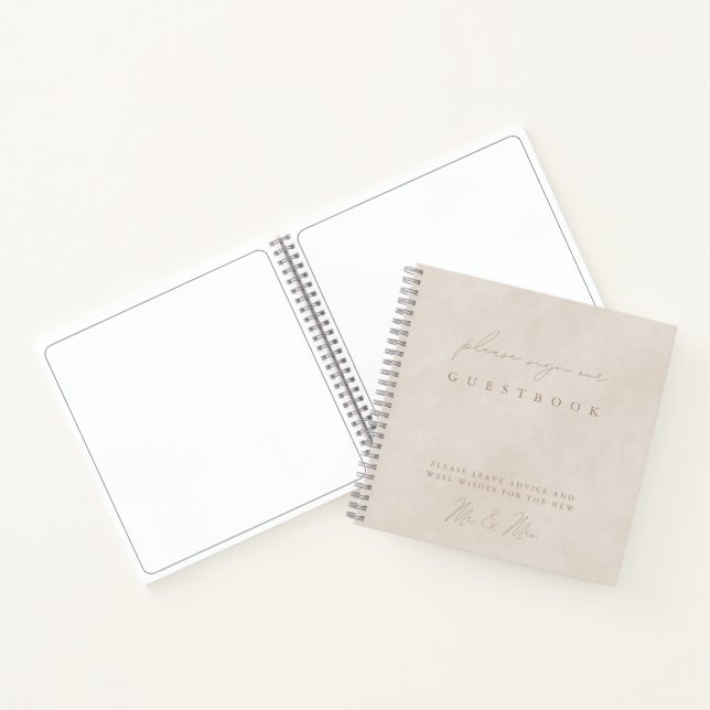 Simple Modern Minimalist Beige Wedding Guest Book (Inside)
