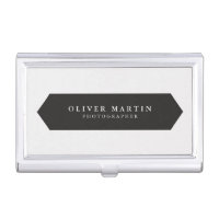 Simple Modern Minimalist Black and Light Grey Business Card Holder